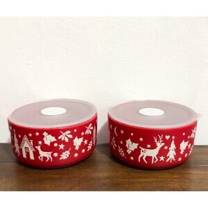 Prima Design - Winterfest, Christmas, Textured, Pair of Food Storage Bowls
